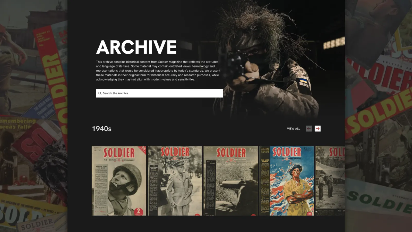 Soldier Magazine archive on the British Army website, with covers from the 1940s